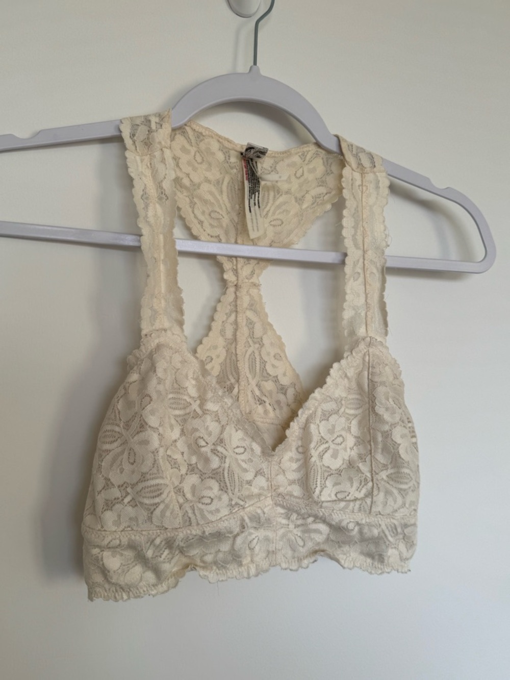 Free People Lace Racerback Bralette - Cream